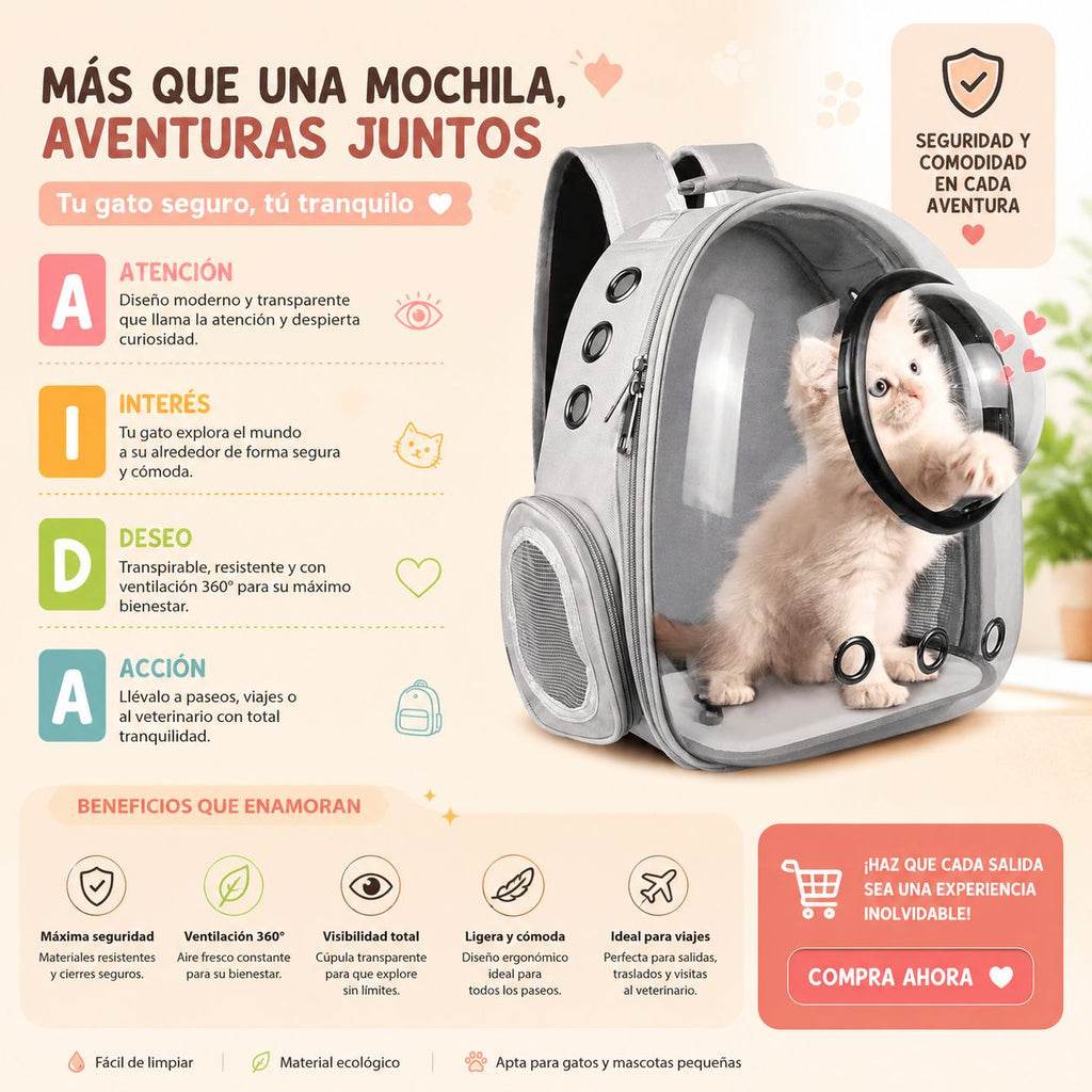 Mochila transportadora mascotas  🐾