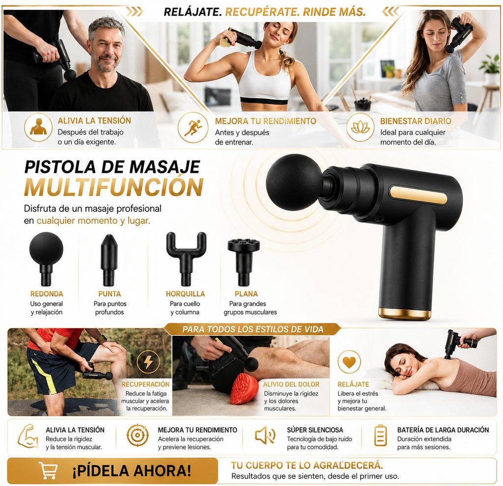 Pistola Masajeadora 4 en 1
