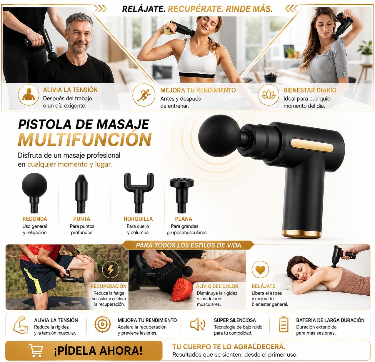 Pistola Masajeadora 4 en 1